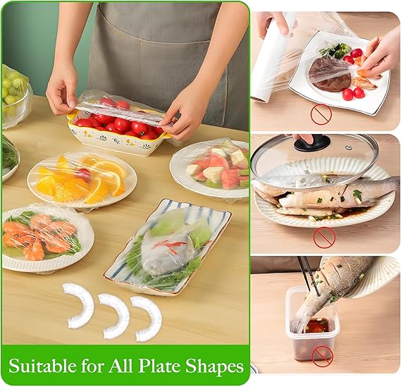 100 PCS Disposable Stretch Bowl Covers | Elastic Food Storage Covers | BPA Free