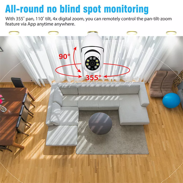 2MP WiFi Bulb CCTV Camera – 360° View & Motion Alerts