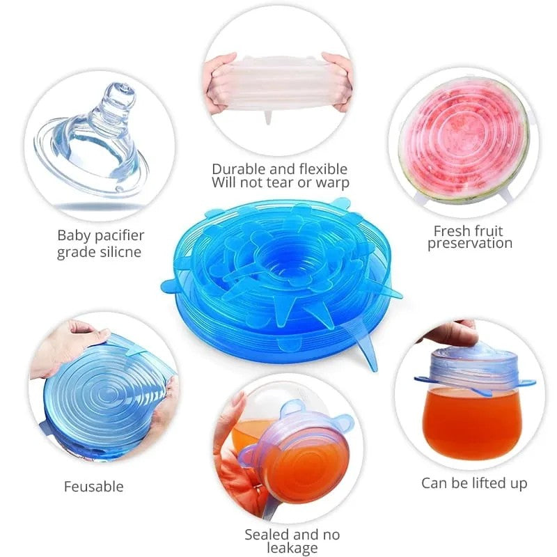 Silicone Stretch Lids Set for Food Storage | Reusable Food Covers for Bowls, Cups & Containers
