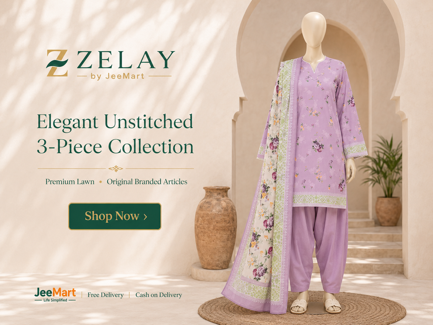 ZELAY | Premium Unstitched 3-Piece Lawn Suit – WUS26X38063