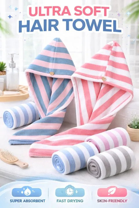 Hair Towel Cap | Quick Dry Microfiber Hair Wrap Towel for Women & Girls