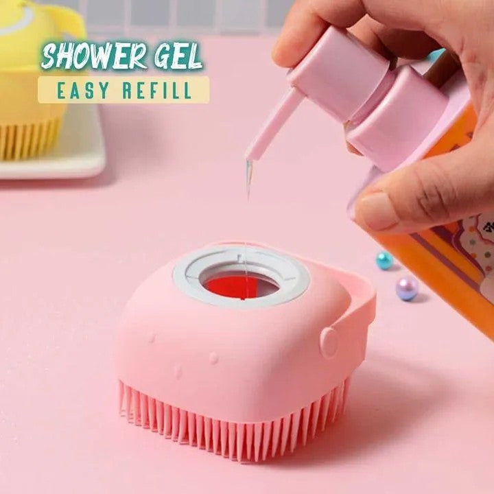 Silicone Bath & Body Brush with Soap Dispenser | Soft Exfoliating Shower Scrubber for Body Cleansing