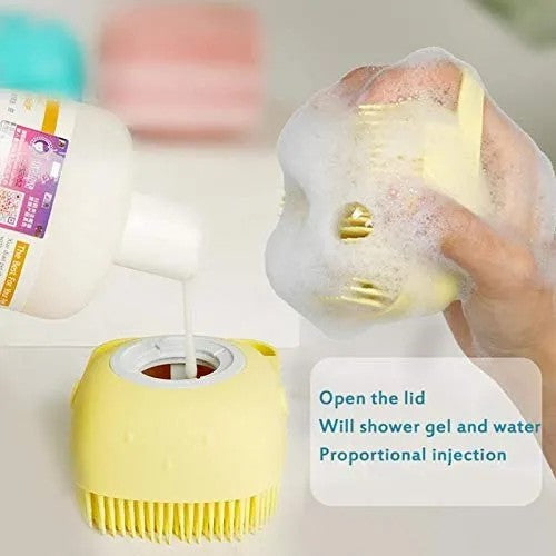 Silicone Bath & Body Brush with Soap Dispenser | Soft Exfoliating Shower Scrubber for Body Cleansing