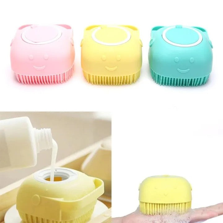 Silicone Bath & Body Brush with Soap Dispenser | Soft Exfoliating Shower Scrubber for Body Cleansing