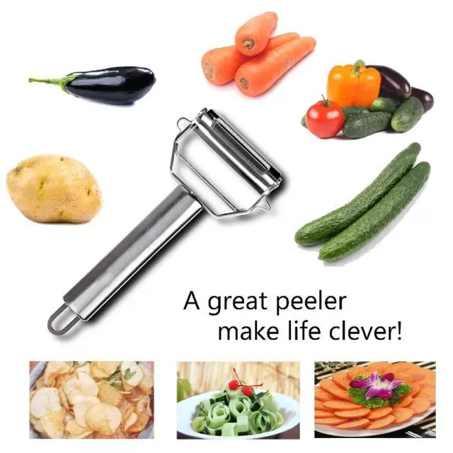 Julienne & Vegetable Peeler for Kitchen | 2-in-1 Stainless Steel Fruit & Vegetable Peeler