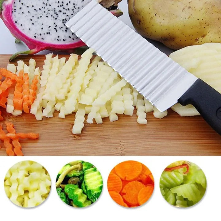Crinkle Fries Cutter Knife with Handle