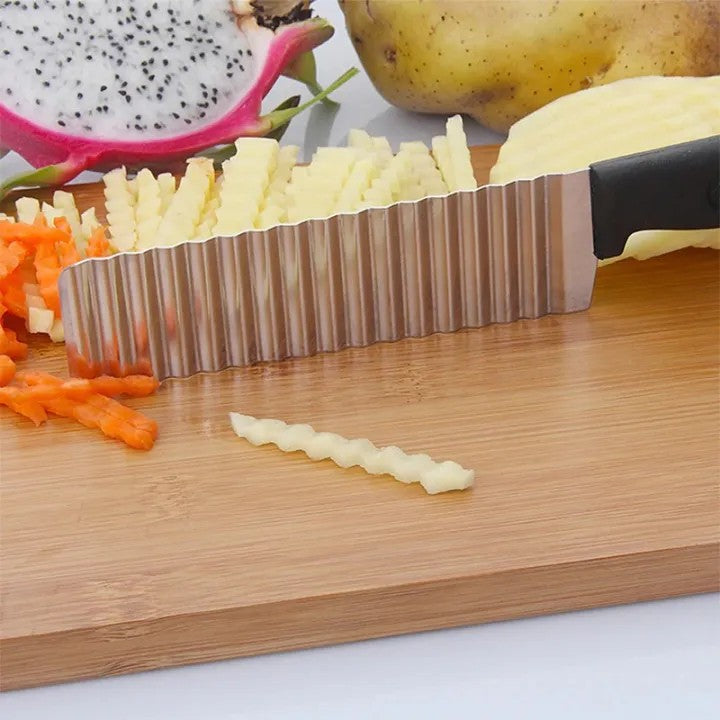 Crinkle Fries Cutter Knife with Handle