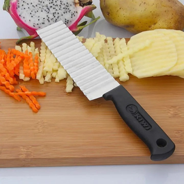 Crinkle Fries Cutter Knife with Handle
