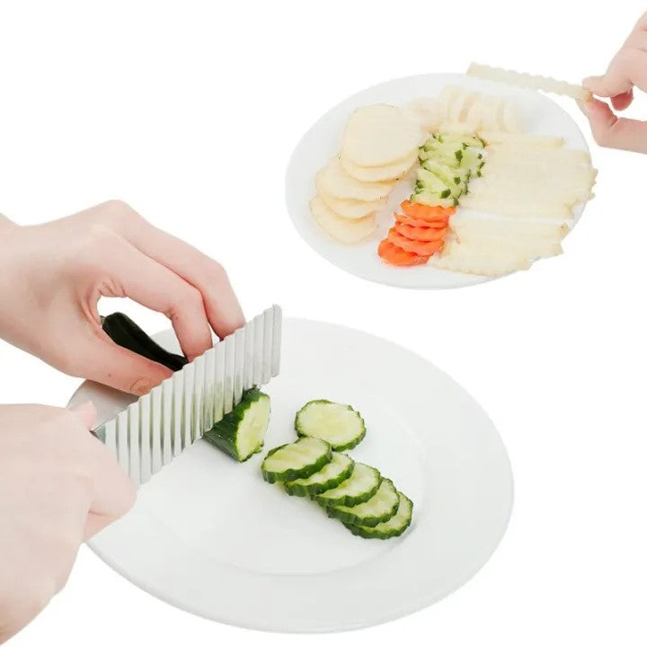 Crinkle Fries Cutter Knife with Handle