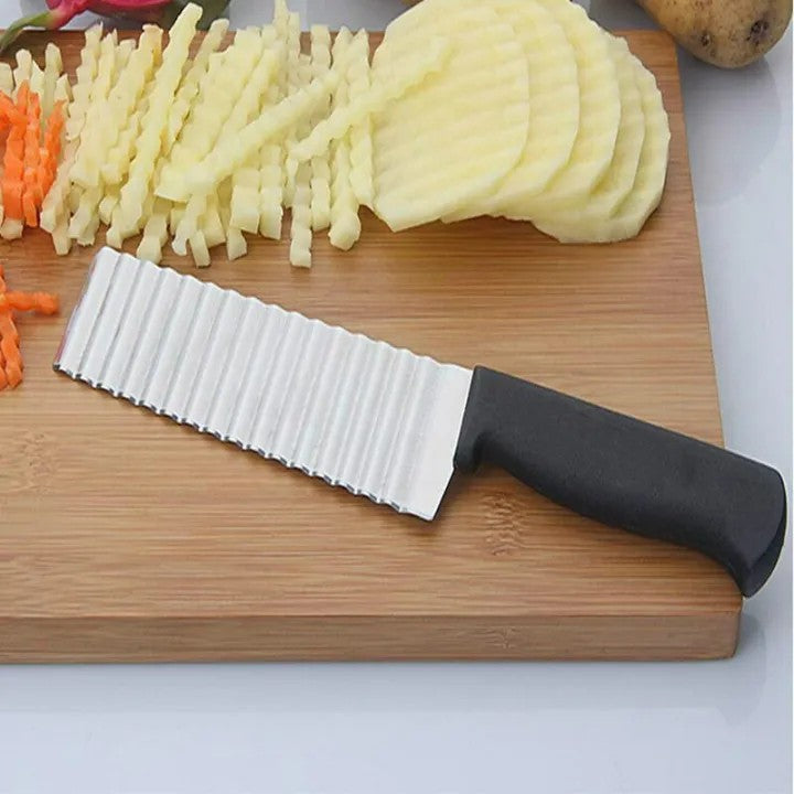 Crinkle Fries Cutter Knife with Handle