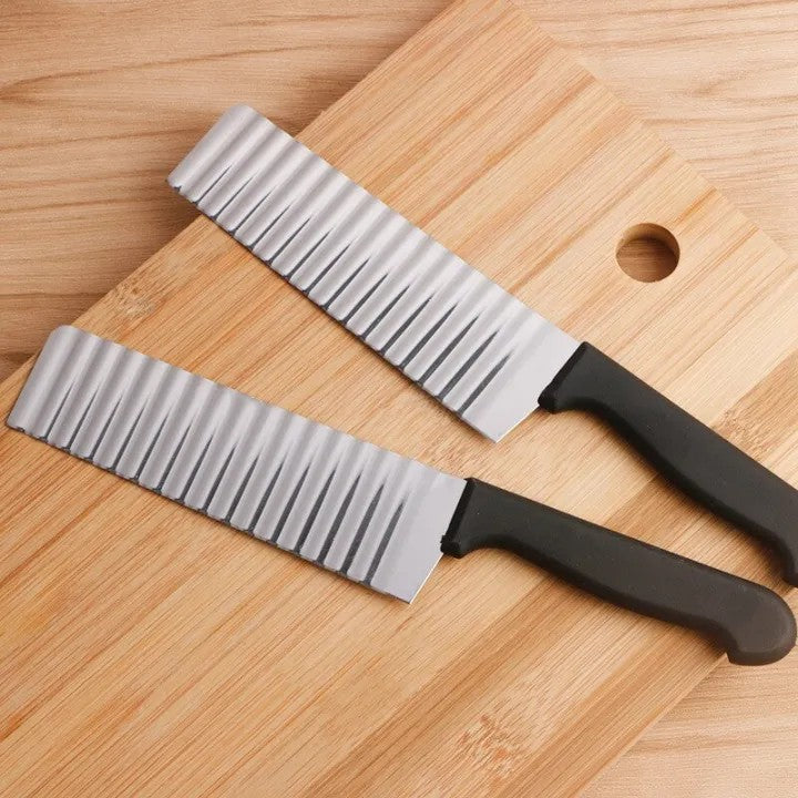 Crinkle Fries Cutter Knife with Handle