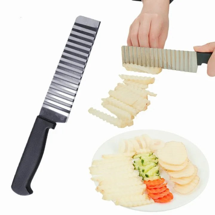 Crinkle Fries Cutter Knife with Handle