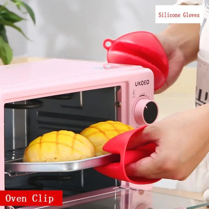 Silicone Heat Resistant Kitchen Gloves | Non-Slip Cooking, Baking & BBQ Oven Gloves (1 Pair)