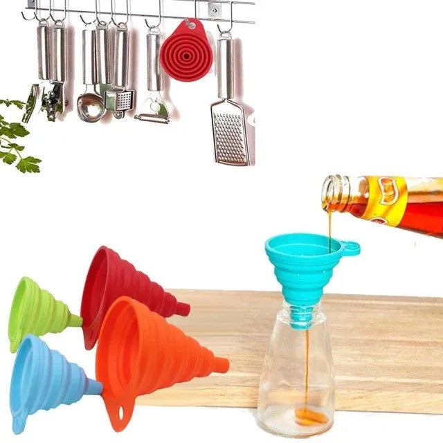 Foldable Silicone Funnel for Bottles | Collapsible Kitchen Funnel for Liquid & Dry Ingredients