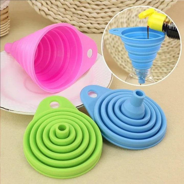 Foldable Silicone Funnel for Bottles | Collapsible Kitchen Funnel for Liquid & Dry Ingredients