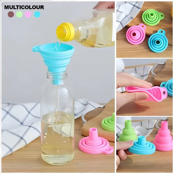 Foldable Silicone Funnel for Bottles | Collapsible Kitchen Funnel for Liquid & Dry Ingredients