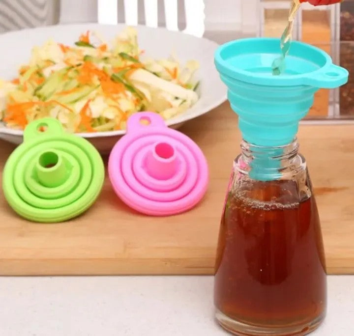 Foldable Silicone Funnel for Bottles | Collapsible Kitchen Funnel for Liquid & Dry Ingredients