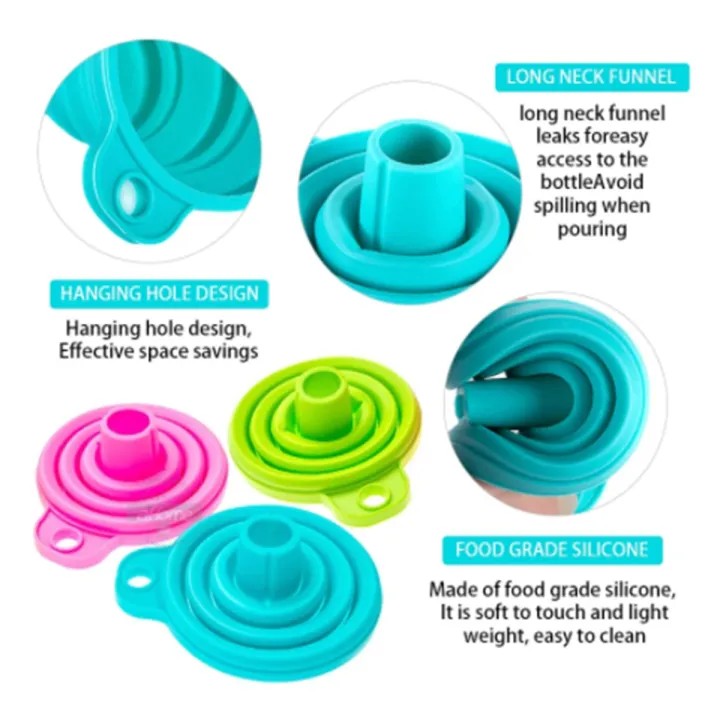 Foldable Silicone Funnel for Bottles | Collapsible Kitchen Funnel for Liquid & Dry Ingredients