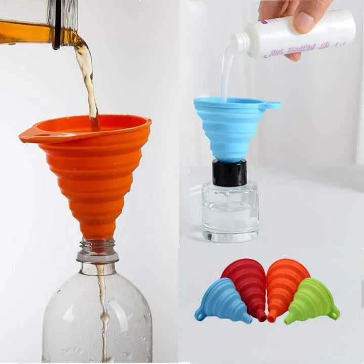 Foldable Silicone Funnel for Bottles | Collapsible Kitchen Funnel for Liquid & Dry Ingredients
