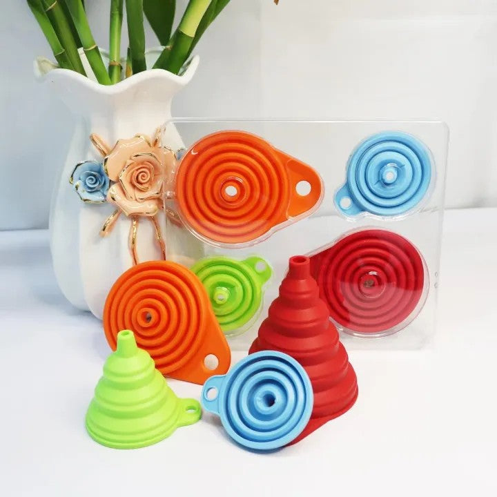 Foldable Silicone Funnel for Bottles | Collapsible Kitchen Funnel for Liquid & Dry Ingredients