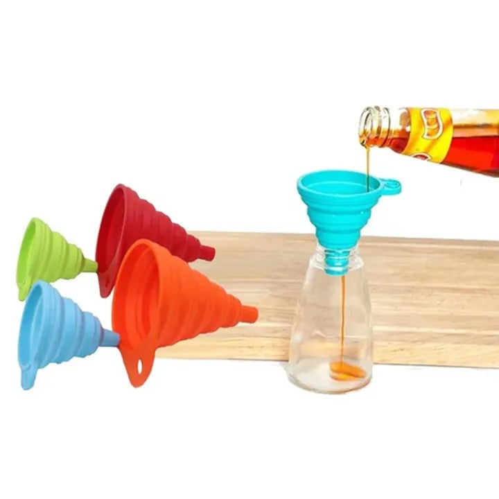 Foldable Silicone Funnel for Bottles | Collapsible Kitchen Funnel for Liquid & Dry Ingredients