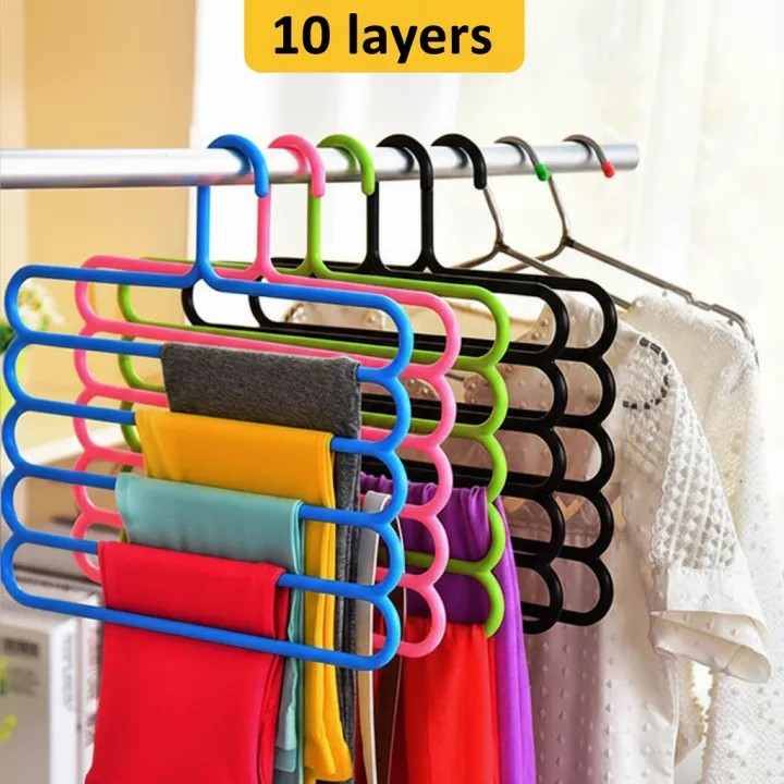 Multi-Layer Clothes HaMulti-Layer Clothes Hanger Space Saver | 5-Layer Closet Organizer for Shirts, Pants & Scarvesnger Space Saver