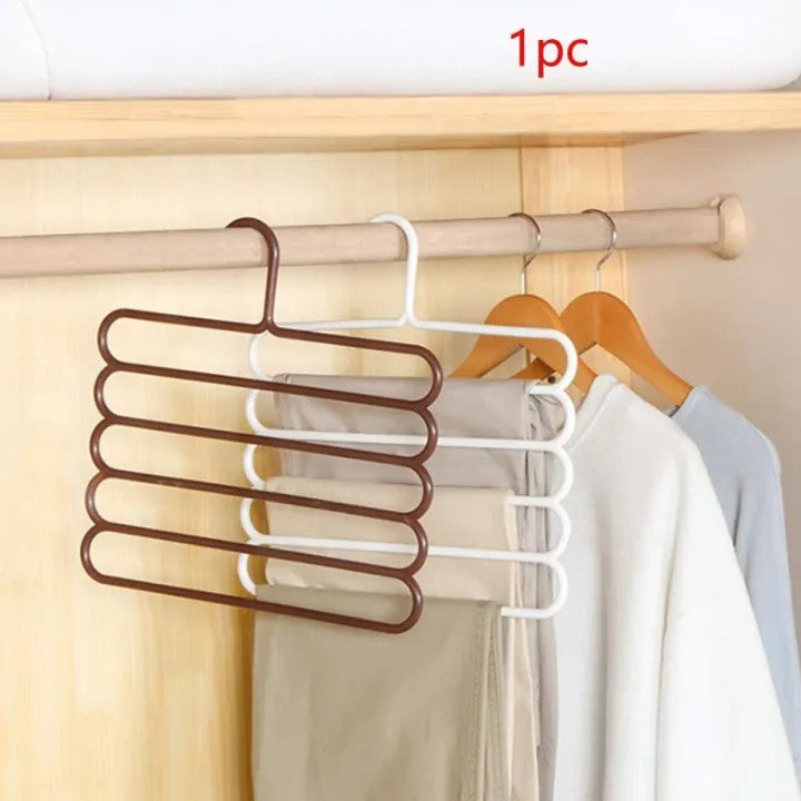 Multi-Layer Clothes HaMulti-Layer Clothes Hanger Space Saver | 5-Layer Closet Organizer for Shirts, Pants & Scarvesnger Space Saver
