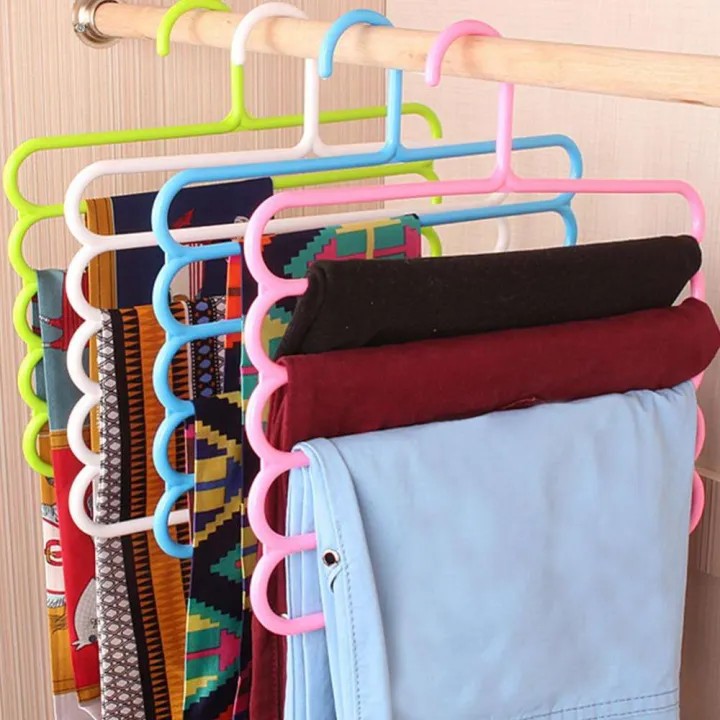 Multi-Layer Clothes HaMulti-Layer Clothes Hanger Space Saver | 5-Layer Closet Organizer for Shirts, Pants & Scarvesnger Space Saver
