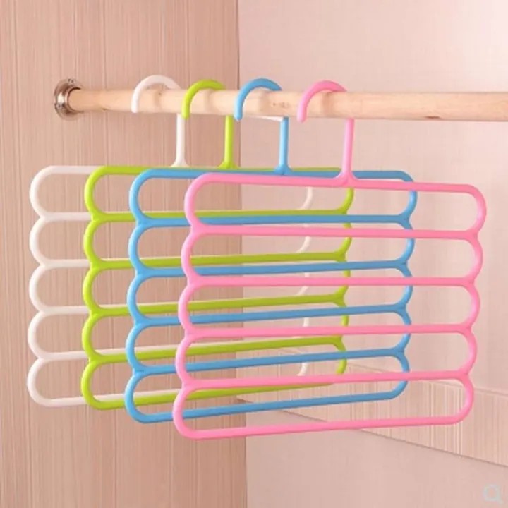 Multi-Layer Clothes HaMulti-Layer Clothes Hanger Space Saver | 5-Layer Closet Organizer for Shirts, Pants & Scarvesnger Space Saver