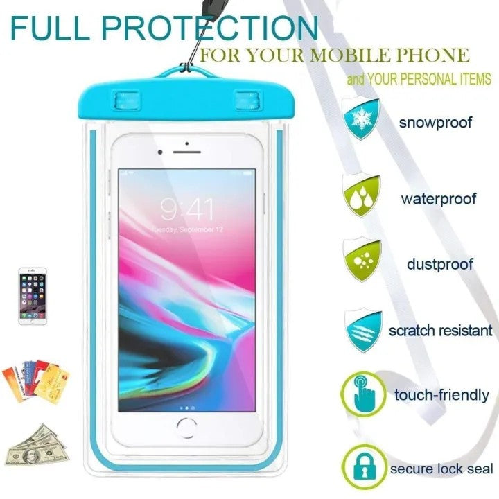 Waterproof Mobile Case for Travel & Outdoor Use | Universal Touch Screen Phone Pouch with Lanyard