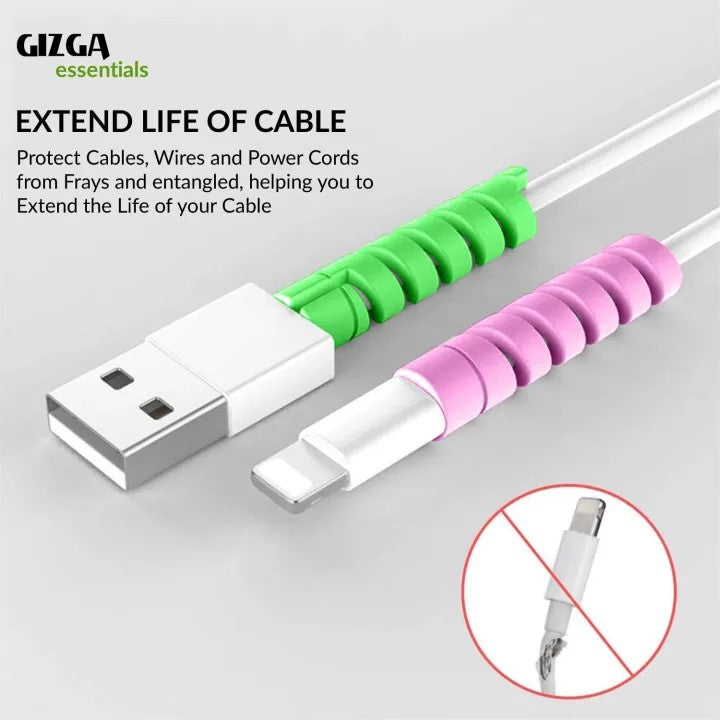 Spiral Silicone Cable Protectors | USB Charging Cable Saver & Wire Protector for iPhone, Android & Type-C Cables (Set)