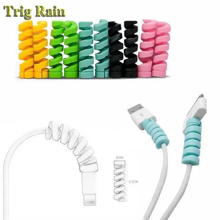 Spiral Silicone Cable Protectors | USB Charging Cable Saver & Wire Protector for iPhone, Android & Type-C Cables (Set)