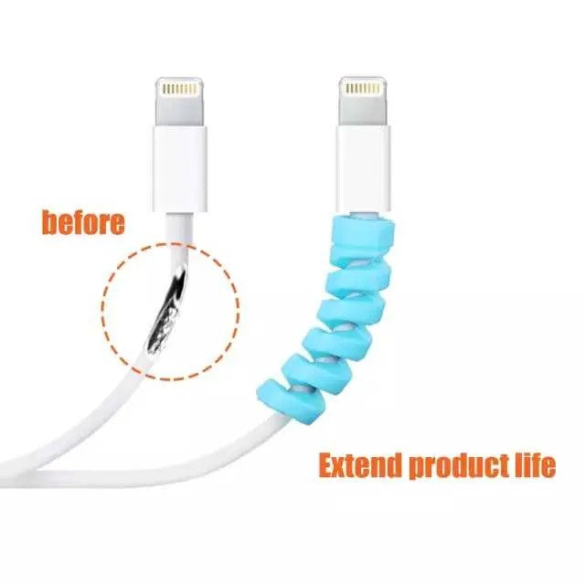 Spiral Silicone Cable Protectors | USB Charging Cable Saver & Wire Protector for iPhone, Android & Type-C Cables (Set)