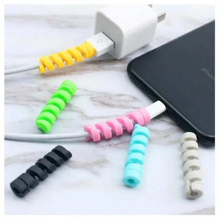 Spiral Silicone Cable Protectors | USB Charging Cable Saver & Wire Protector for iPhone, Android & Type-C Cables (Set)