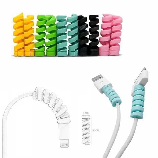 Spiral Silicone Cable Protectors | USB Charging Cable Saver & Wire Protector for iPhone, Android & Type-C Cables (Set)
