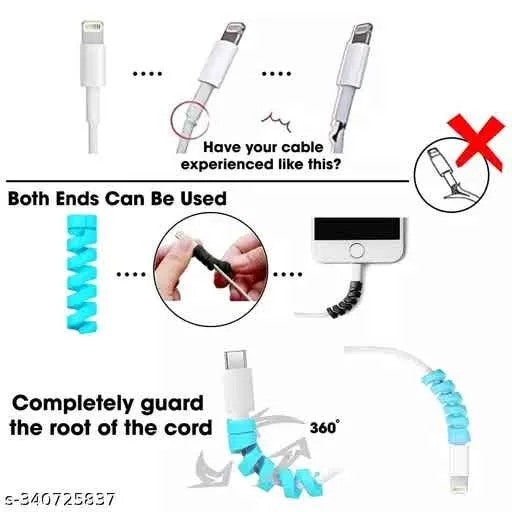 Spiral Silicone Cable Protectors | USB Charging Cable Saver & Wire Protector for iPhone, Android & Type-C Cables (Set)