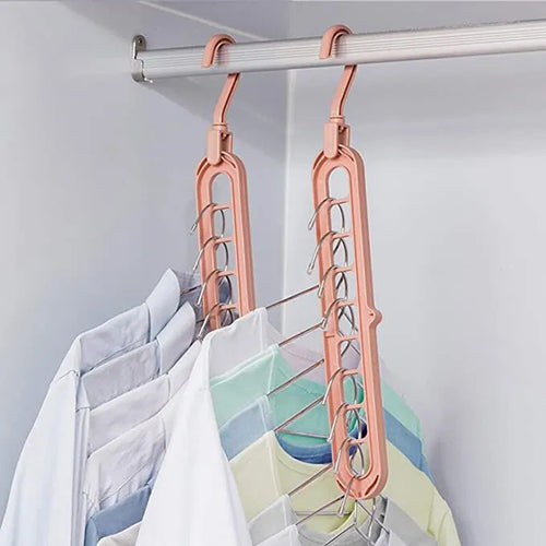 9-Hole Space-Saving Clothes Hanger | Multifunction Closet Organizer for Shirts, Pants & Coats