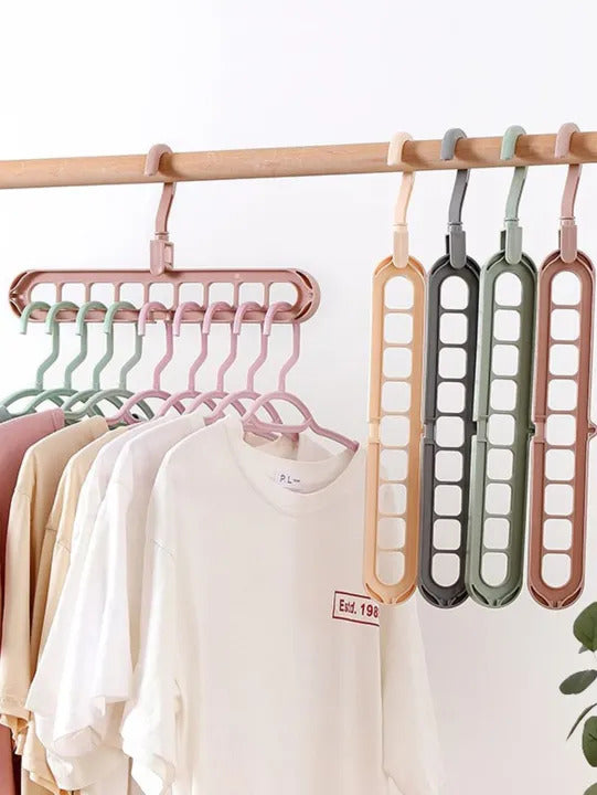 9-Hole Space-Saving Clothes Hanger | Multifunction Closet Organizer for Shirts, Pants & Coats
