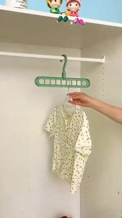 9-Hole Space-Saving Clothes Hanger | Multifunction Closet Organizer for Shirts, Pants & Coats