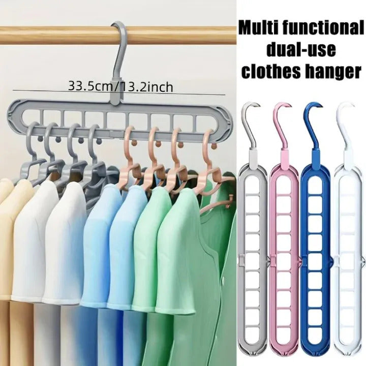 9-Hole Space-Saving Clothes Hanger | Multifunction Closet Organizer for Shirts, Pants & Coats