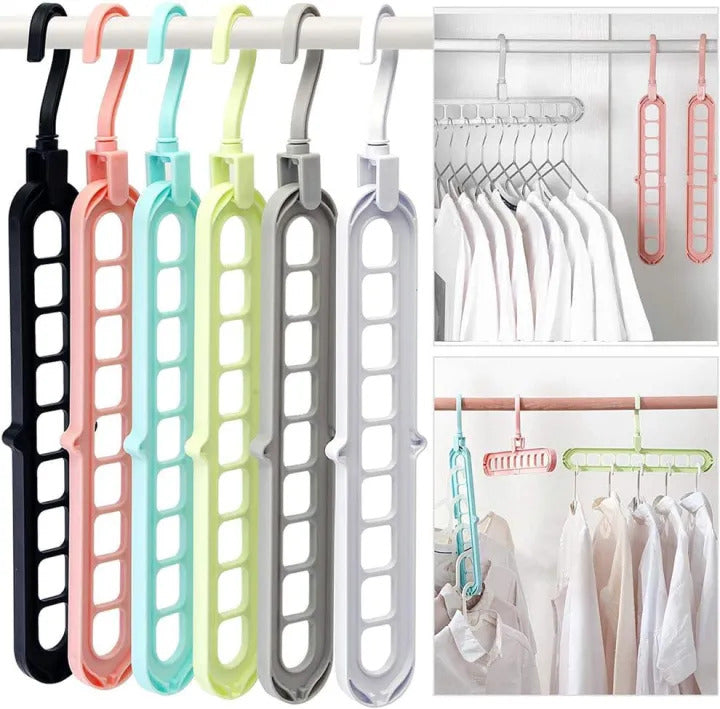 9-Hole Space-Saving Clothes Hanger | Multifunction Closet Organizer for Shirts, Pants & Coats