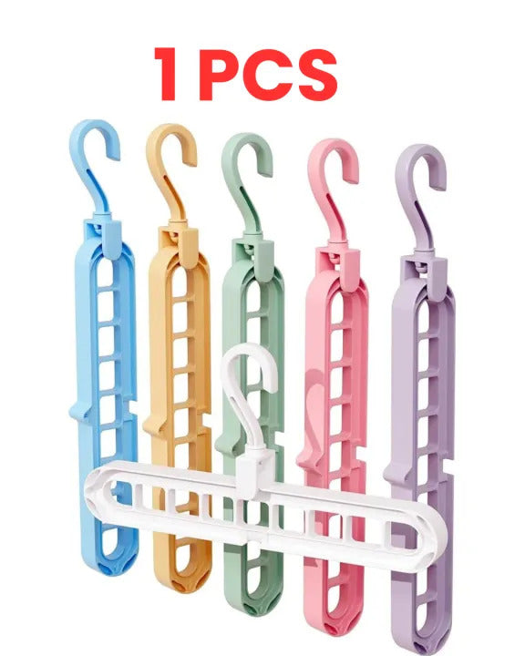 9-Hole Space-Saving Clothes Hanger | Multifunction Closet Organizer for Shirts, Pants & Coats