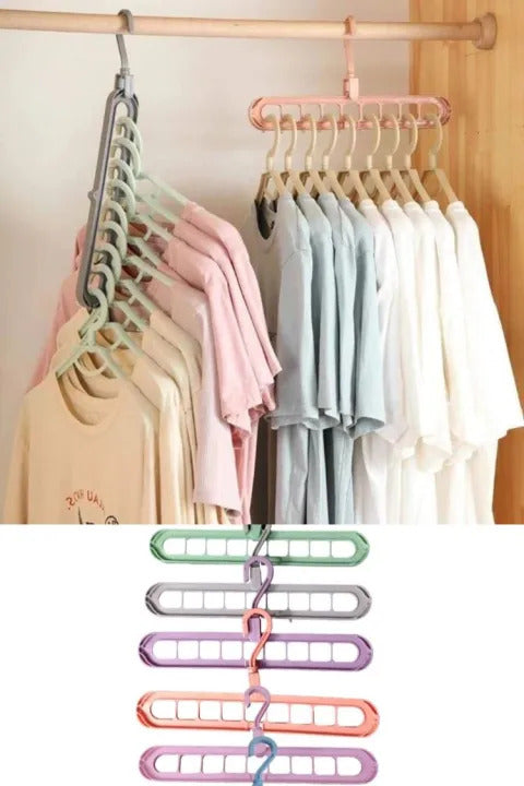 9-Hole Space-Saving Clothes Hanger | Multifunction Closet Organizer for Shirts, Pants & Coats