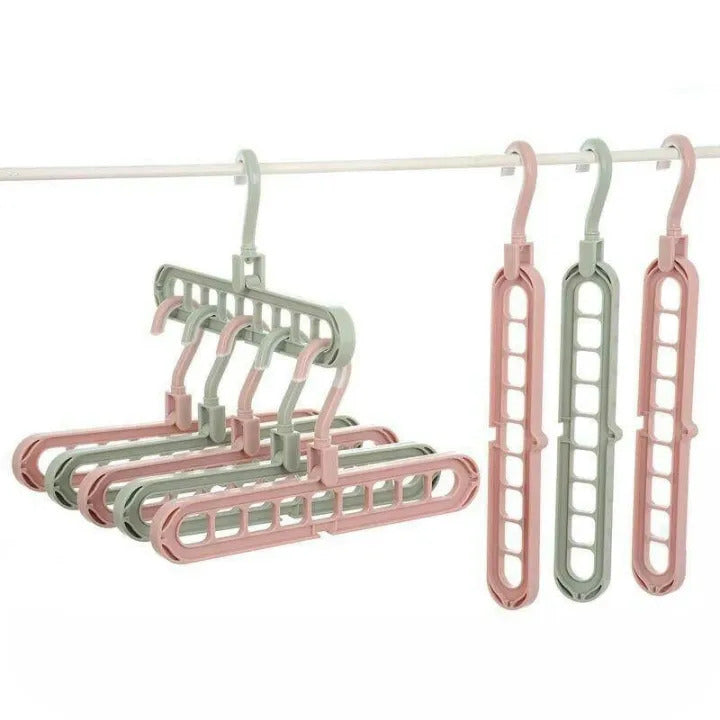 9-Hole Space-Saving Clothes Hanger | Multifunction Closet Organizer for Shirts, Pants & Coats