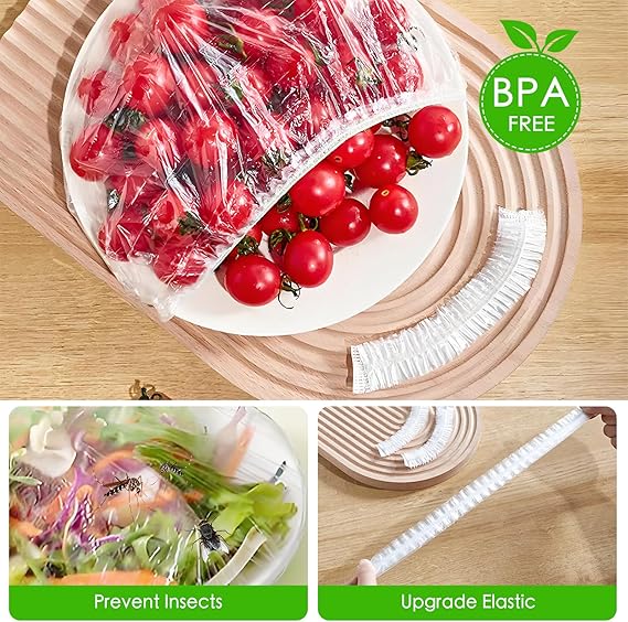 100 PCS Disposable Stretch Bowl Covers | Elastic Food Storage Covers | BPA Free