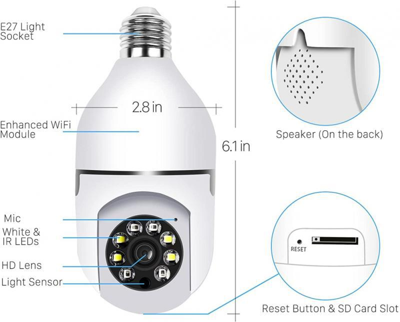 2MP WiFi Bulb CCTV Camera – 360° View & Motion Alerts