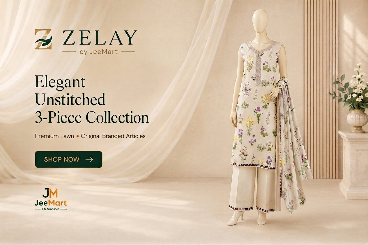 ZELAY | Premium Unstitched 3-Piece Lawn Suit – WUS26X31018