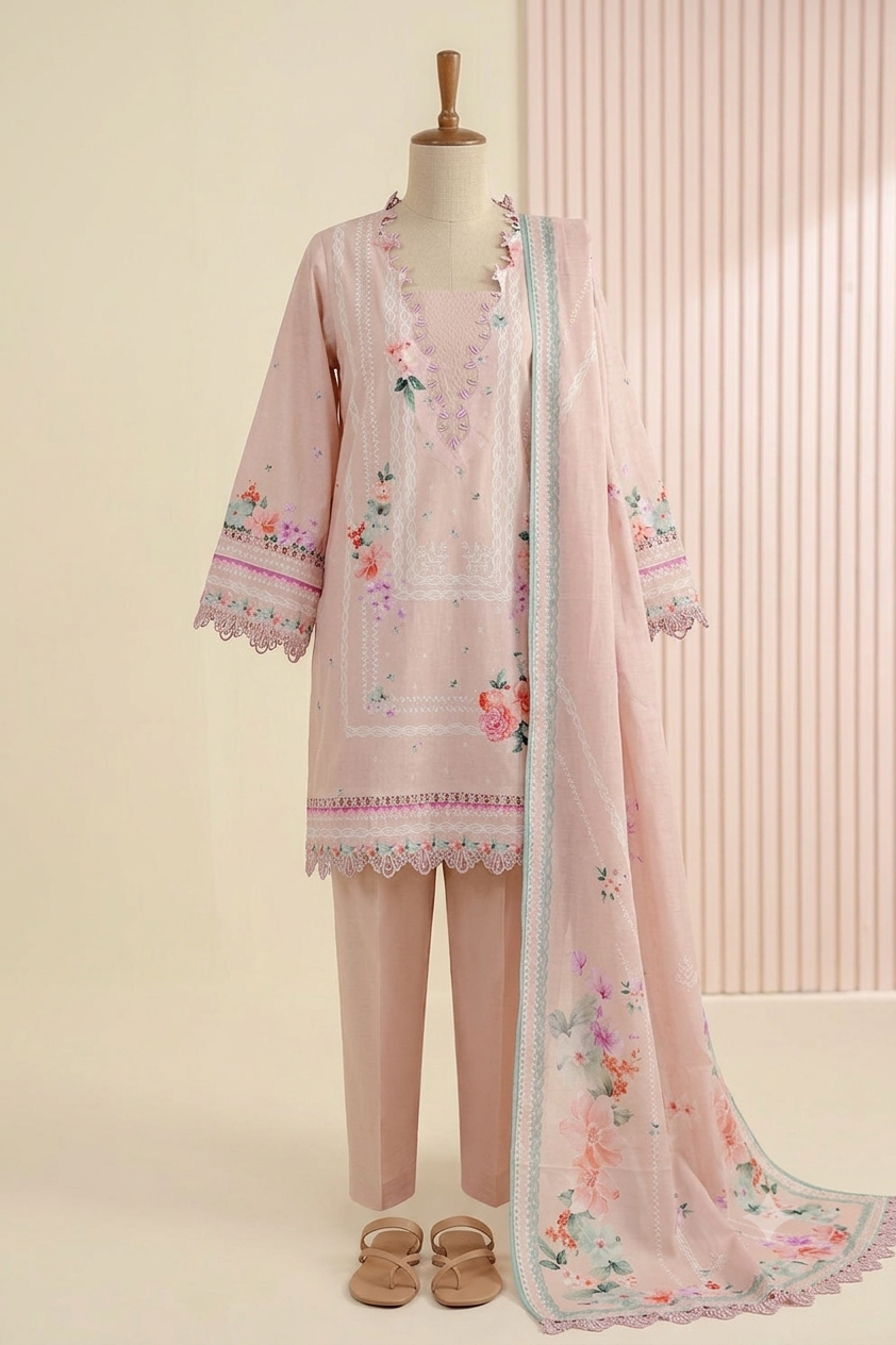 ZELAY | Premium Unstitched 3-Piece Lawn Suit – WUS26X30953