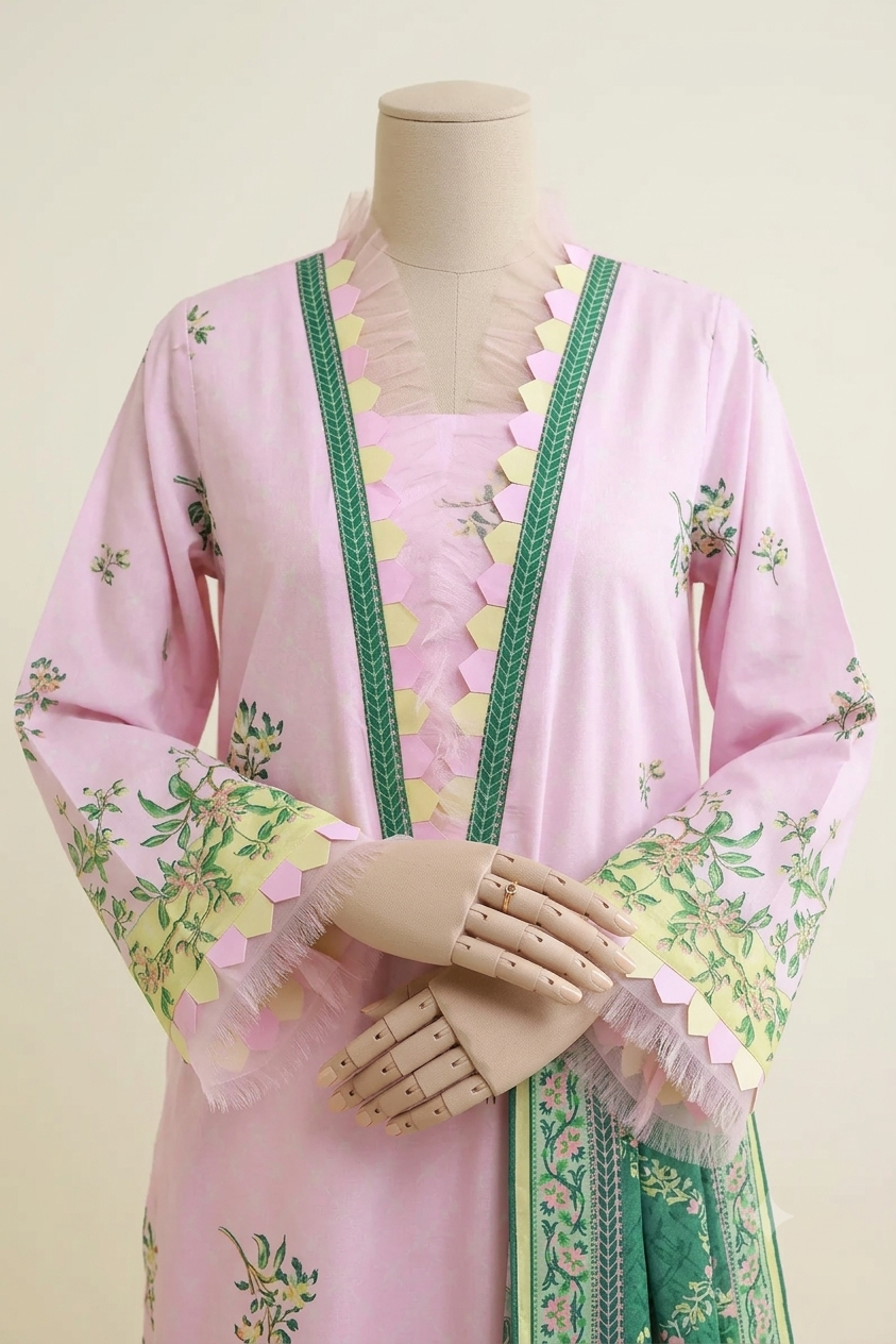 ZELAY Premium Unstitched 3-Piece Lawn Suit | WUS26X30822