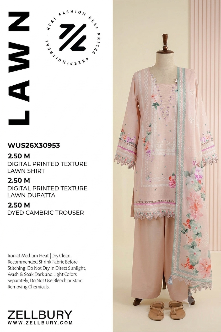 ZELAY | Premium Unstitched 3-Piece Lawn Suit – WUS26X30953